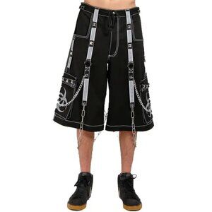 Prime Quality Mens Gothic Bondage Reflective Street Walker Short Punk Emo Shorts